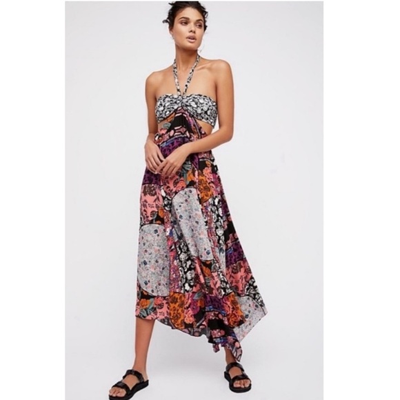 Free People California Love Floral Patchwork Bandeau Sleeveless Maxi Dress 2 - Picture 13 of 13